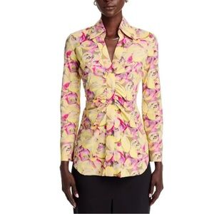 Chiara Boni La Petite Robe Shohreh Ruched V Neck Top floral print 4
